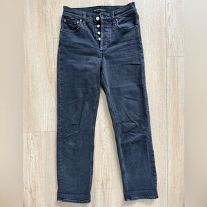 Denim Forum Women's Black High-Rise Arlo Jeans with Button Fly